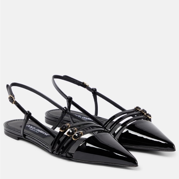 New Dolce & Gabbana Black Patent Leather Flats Size 41/11 - Picture 3 of 7